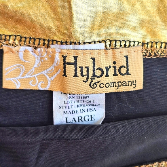 NEW Hybrid & Company Metallic Gold Wet Look High Waist Stretchy Bodycon Skirt - Picture 8 of 12